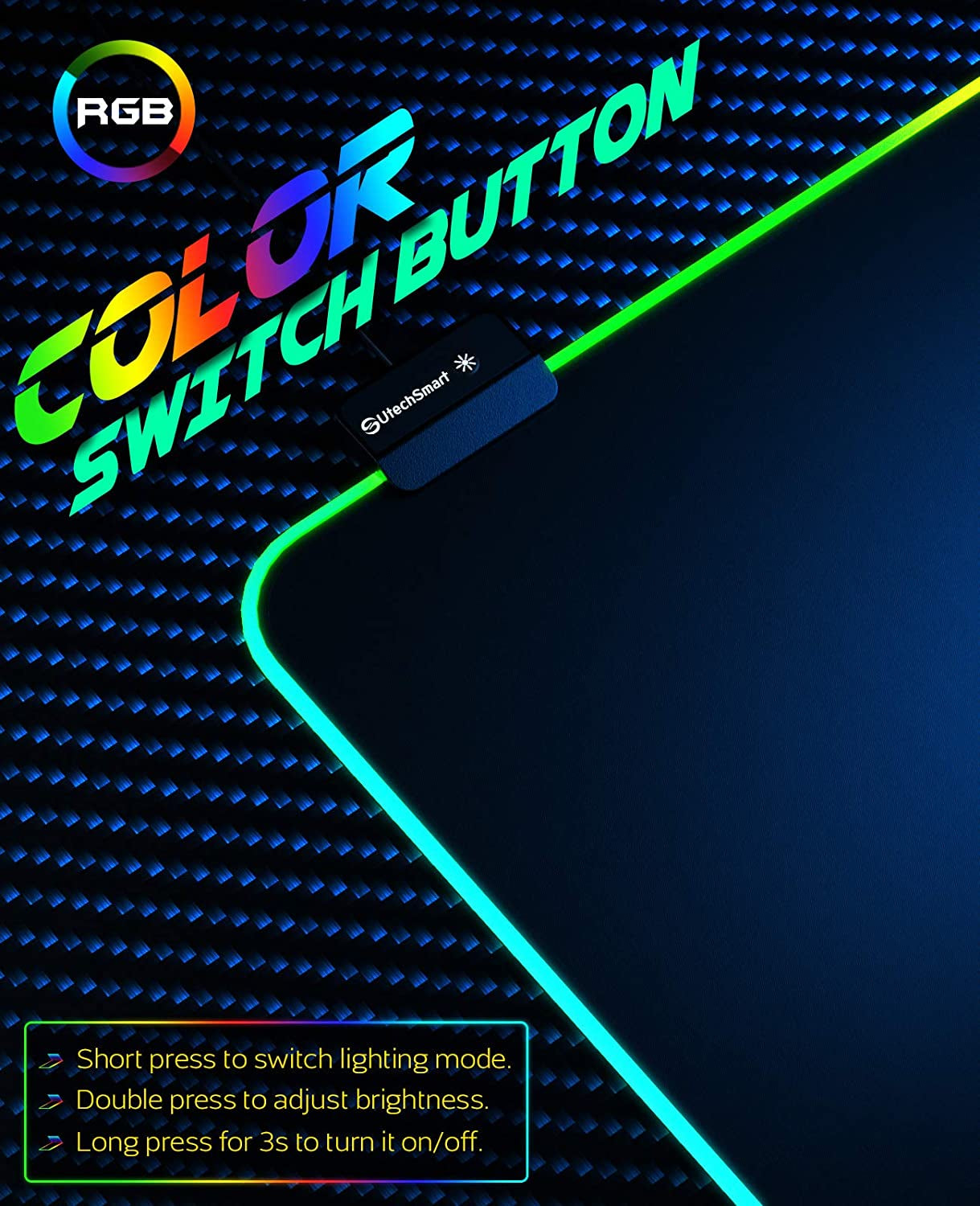 RGB Gaming Mouse Pad,  Large Extended Soft Led Mouse Pad with 14 Lighting Modes 2 Brightness Levels, Computer Keyboard Mousepads Mat 800 X 300Mm / 31.5×11.8 Inches