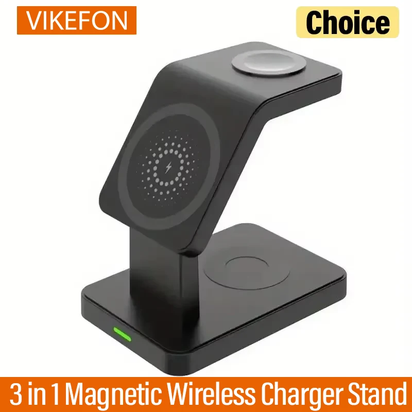 3 in 1 Magnetic Wireless Charger Stand for Iphone 15 14 13 12 Pro Max Apple Watch 1-8 Airpods Macsafe Fast Charging Station Dock
