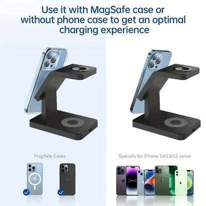 3 in 1 Magnetic Wireless Charger Stand for Iphone 15 14 13 12 Pro Max Apple Watch 1-8 Airpods Macsafe Fast Charging Station Dock