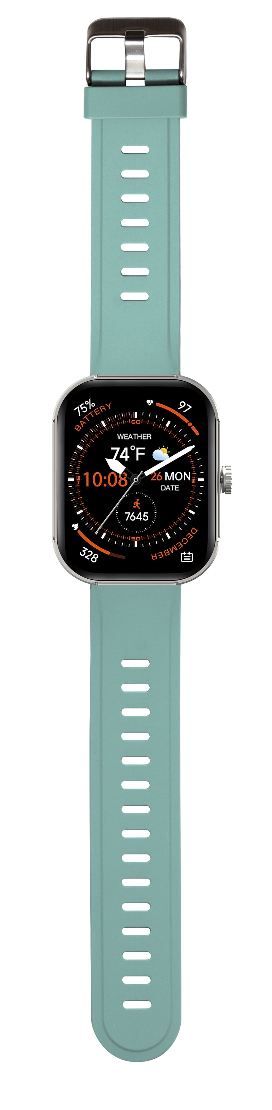 MEGA Smartwatch with 2.02" AMOLED Screen/Answer & Make Calls/Sleep Monitoring/Heart Rate/100+ Workout Modes/ Quick Reply/ Iphone and Android/Extra Band in Teal