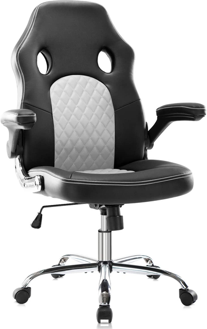 Gaming Chair Ergonomic Office Chair PU Leather Computer Chair High Back Desk Chair Adjustable Swivel Task Chair with Lumbar Support/Adjustable Armrests
