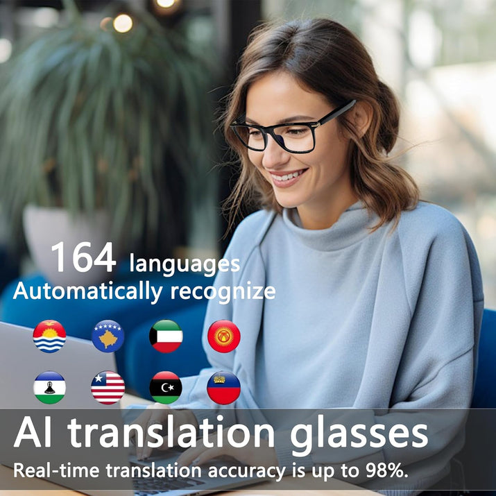 AI Smart Glasses,Ai Chat Deepseek R1 and Gemini-2.5 with 164 Translations Suppor