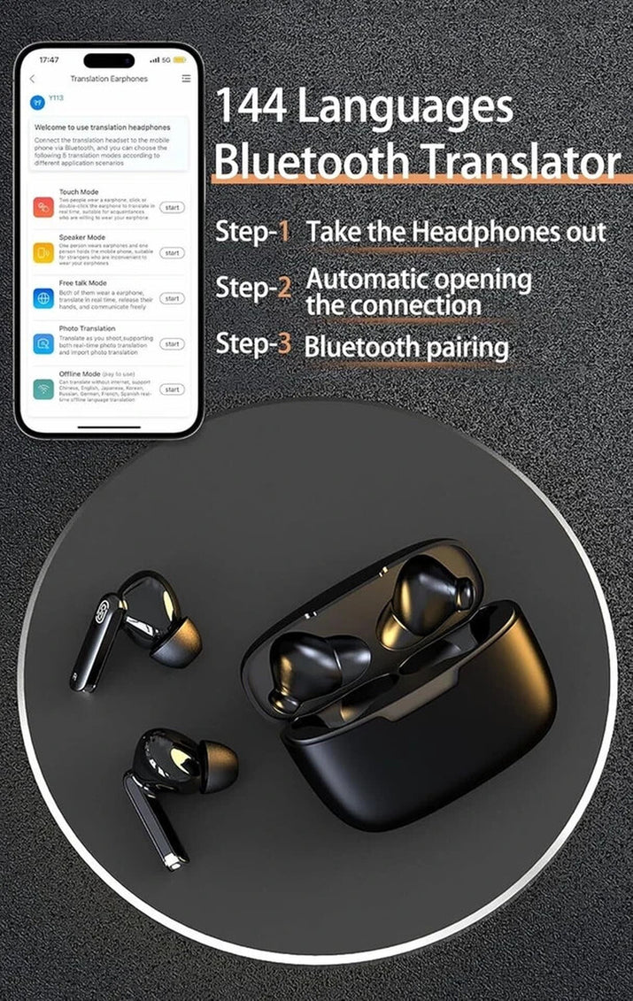 Audifonos Traductor De 140 Idiomas Auriculares Ingles Español Inalambrico Negro