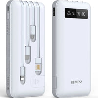 20000Mah Power Bank Portable Charger with Cables, USB Battery Pack for Iphone & Android Cell Phone