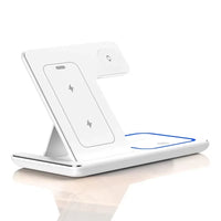 30W 3 in 1 Foldable LED Fast Wireless Charger Stand Charging Station for Iphone 15 14 13 12 11 Apple Watch 9 8 7 6 5 Airpods Pro