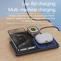 30W 3 in 1 Foldable LED Fast Wireless Charger Stand Charging Station for Iphone 15 14 13 12 11 Apple Watch 9 8 7 6 5 Airpods Pro