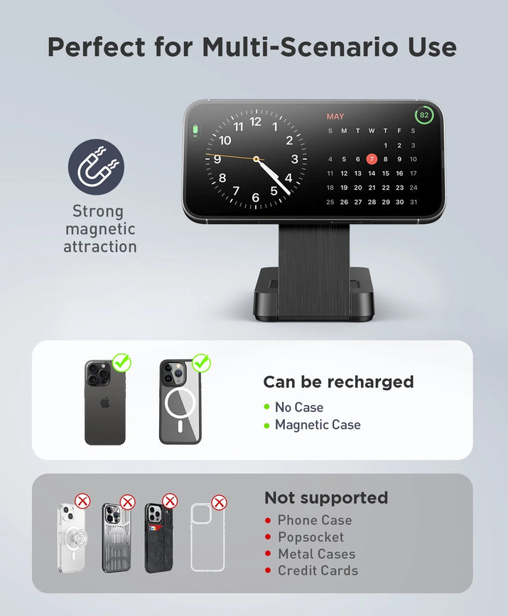 3 in 1 Magnetic Charging Station -  2025 Wireless Charger Compatible for Iphone 17/16/15/14/13/12 plus Pro Max, Foldable Portable Charger Dock for Iwatch & Airpods