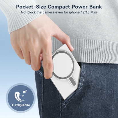 Portable Charger for Iphone, Wireless Power Bank with USB-C Fast Charging for Iphone 16/16/16 Pro/Pro Max/15//14/13/12 Series(White)