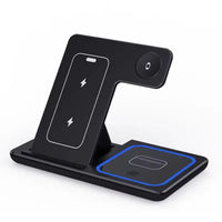 30W 3 in 1 Foldable LED Fast Wireless Charger Stand Charging Station for Iphone 15 14 13 12 11 Apple Watch 9 8 7 6 5 Airpods Pro