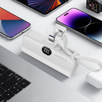 Portable Charger Small Fast Charger 5000Mah Portable Power Pack with Built-In Cables, for Iphone, Samsung