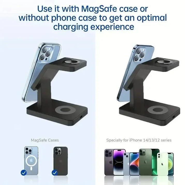 3 in 1 Magnetic Wireless Charger Stand for Iphone 15 14 13 12 Pro Max Apple Watch 1-8 Airpods Macsafe Fast Charging Station Dock