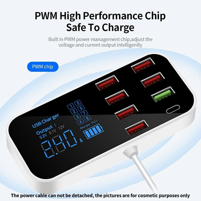 Multi USB 8-Port Fast Desktop Hub Wall Charger Charging Station Quick Charge 3.0