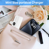 Portable Charger Small Fast Charger 5000Mah Portable Power Pack with Built-In Cables, for Iphone, Samsung