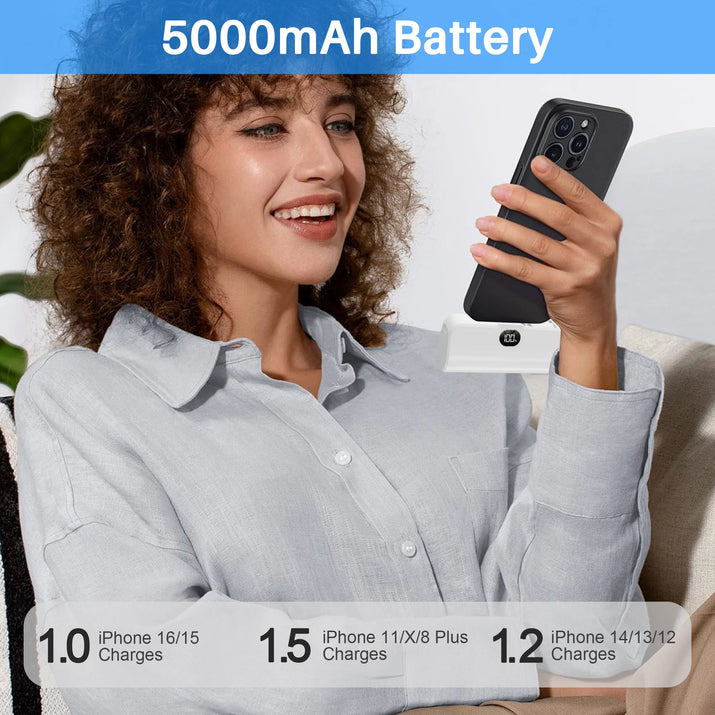 Portable Charger Small Fast Charger 5000Mah Portable Power Pack with Built-In Cables, for Iphone, Samsung