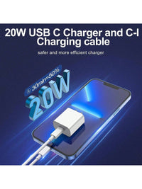 20W Fast Charging Kit [USB-C Wall Charger + 3.3Ft/100Cm Type-C to Lightning Cable] Compatible with Iphone 14, 13, 12, 11, Ipad Series