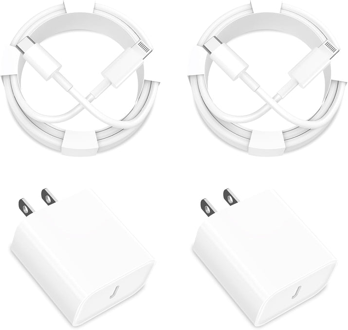 [Apple Mfi Certified] Iphone 14 Charger Fast Charging,  2Pack 20W USB C Power Adapter Type C Wall Charger Block with 6FT Lightning Cable for Iphone 14 13 12 11 Pro Max XS Max XR Mini X SE Ipad