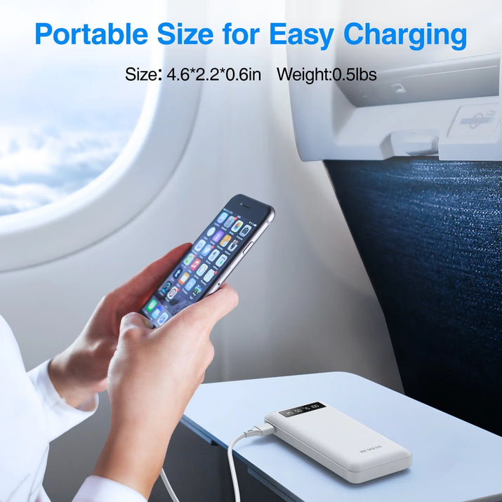 20000Mah Power Bank Portable Charger with Cables, USB Battery Pack for Iphone & Android Cell Phone