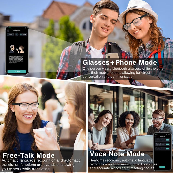 Ai Translation Smart Glasses with Chatgpt, Bluetooth 5.3 Glasses with 164+Langua