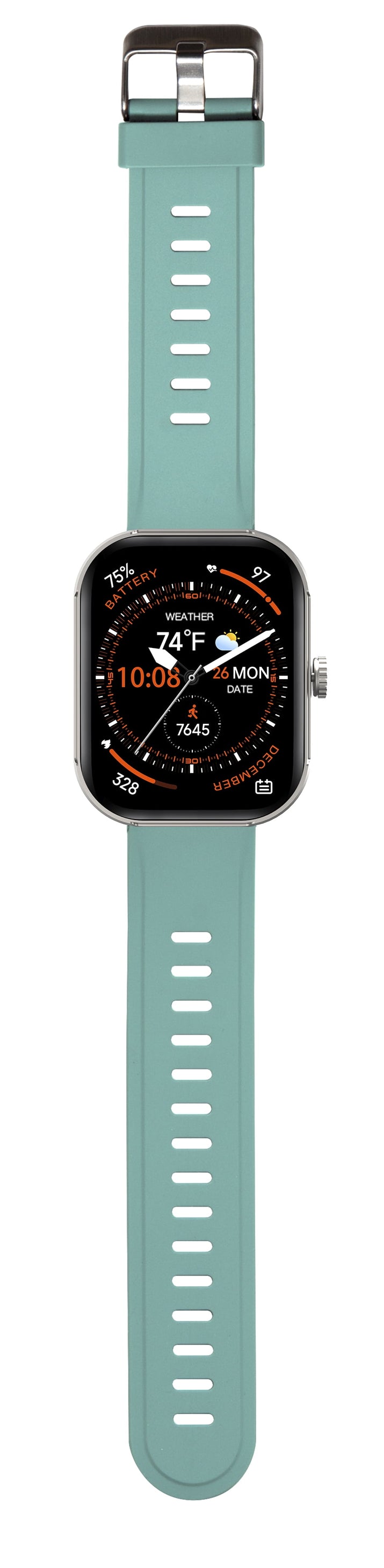 MEGA Smartwatch with 2.02" AMOLED Screen/Answer & Make Calls/Sleep Monitoring/Heart Rate/100+ Workout Modes/ Quick Reply/ Iphone and Android/Extra Band in Teal