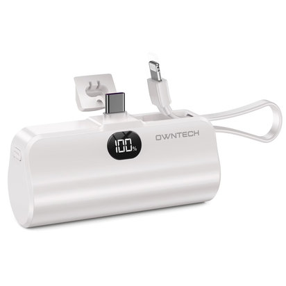 Portable Charger Small Fast Charger 5000Mah Portable Power Pack with Built-In Cables, for Iphone, Samsung