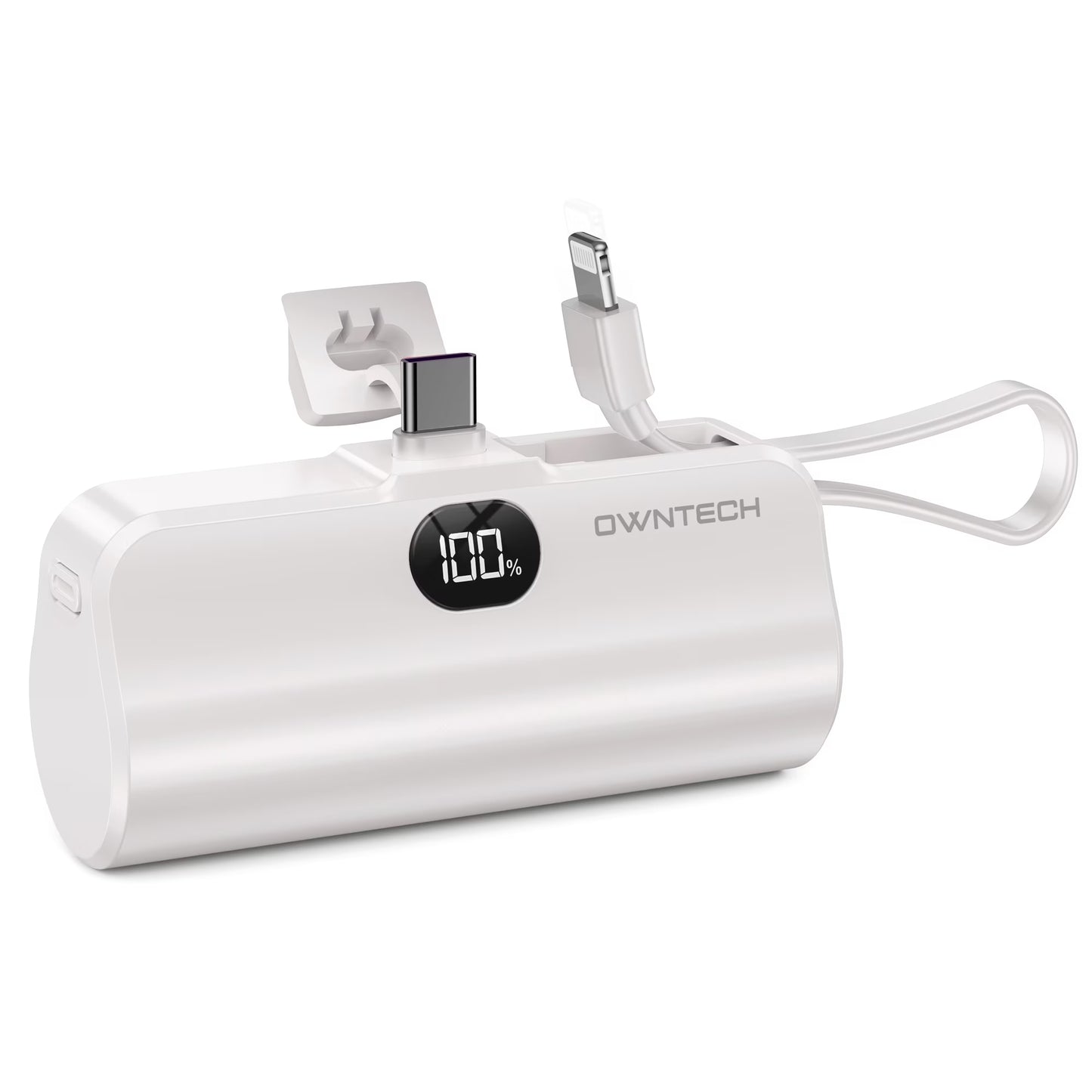 Portable Charger Small Fast Charger 5000Mah Portable Power Pack with Built-In Cables, for Iphone, Samsung