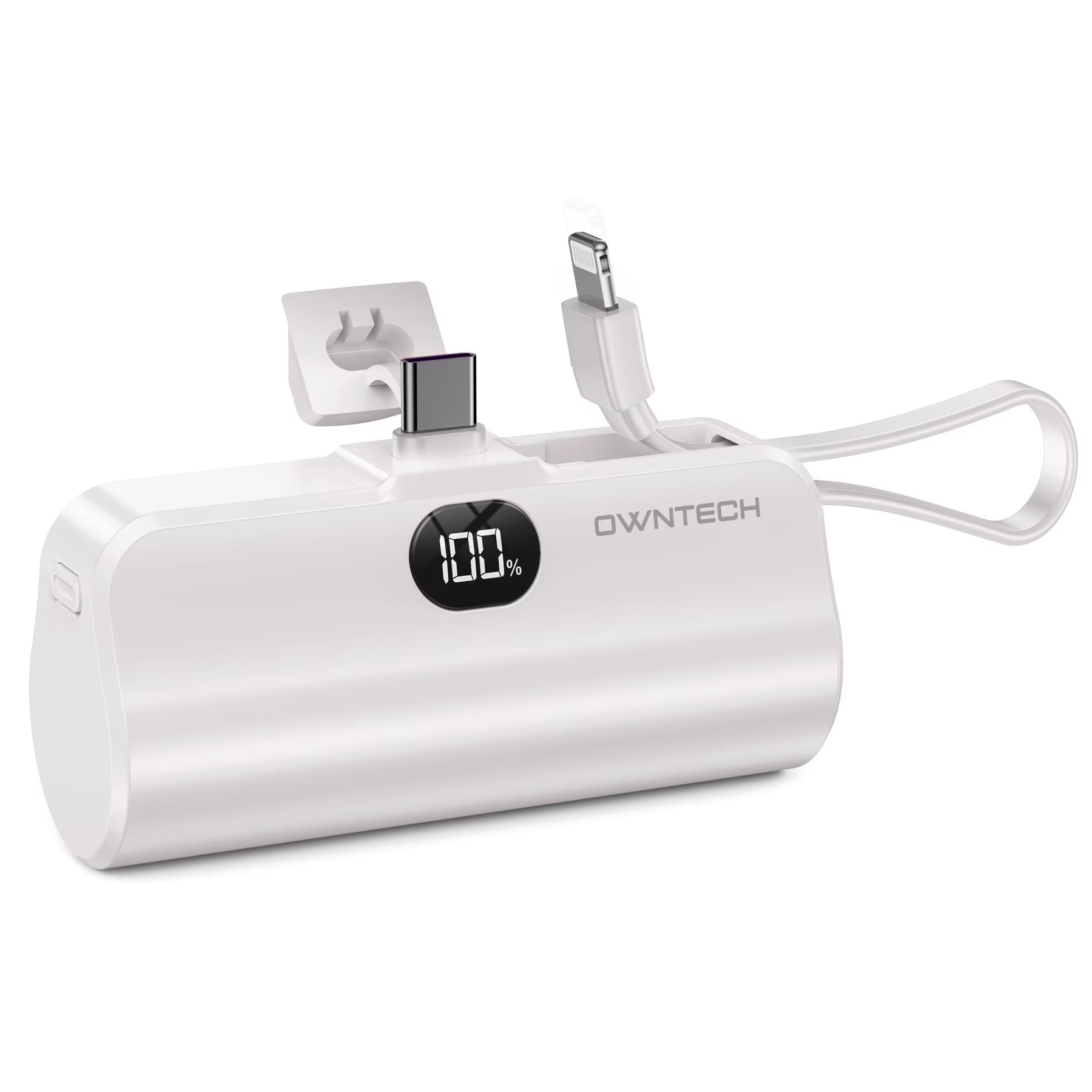 Portable Charger Small Fast Charger 5000Mah Portable Power Pack with Built-In Cables, for Iphone, Samsung