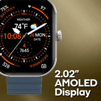 MEGA Smartwatch with 2.02" AMOLED Screen/Answer & Make Calls/Sleep Monitoring/Heart Rate/100+ Workout Modes/ Quick Reply/ Iphone and Android/Extra Band in Teal
