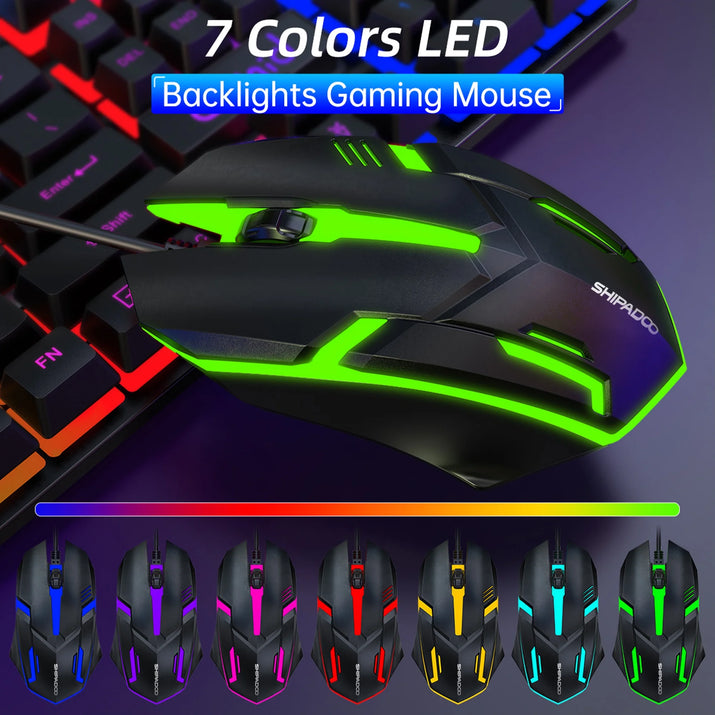 Gaming Keyboard & Mouse, 104 Keys LED RGB Backlit Quiet Computer Keyboard, Multimedia Keys, 26 Anti-Ghosting Keys, Waterproof Light up USB Wired Keyboard for PC Gamers Desktop Computer Laptop,Black