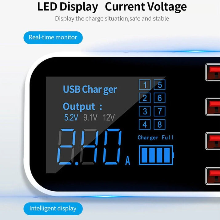 Multi USB 8-Port Fast Desktop Hub Wall Charger Charging Station Quick Charge 3.0
