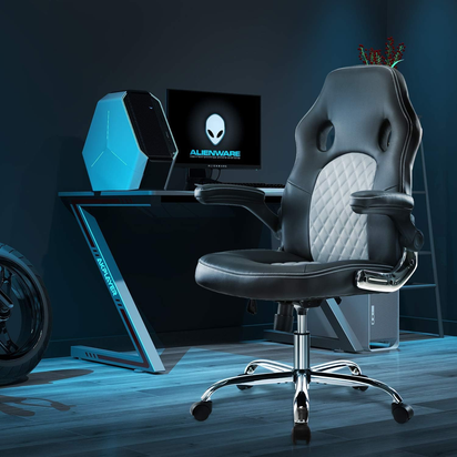 Gaming Chair Ergonomic Office Chair PU Leather Computer Chair High Back Desk Chair Adjustable Swivel Task Chair with Lumbar Support/Adjustable Armrests